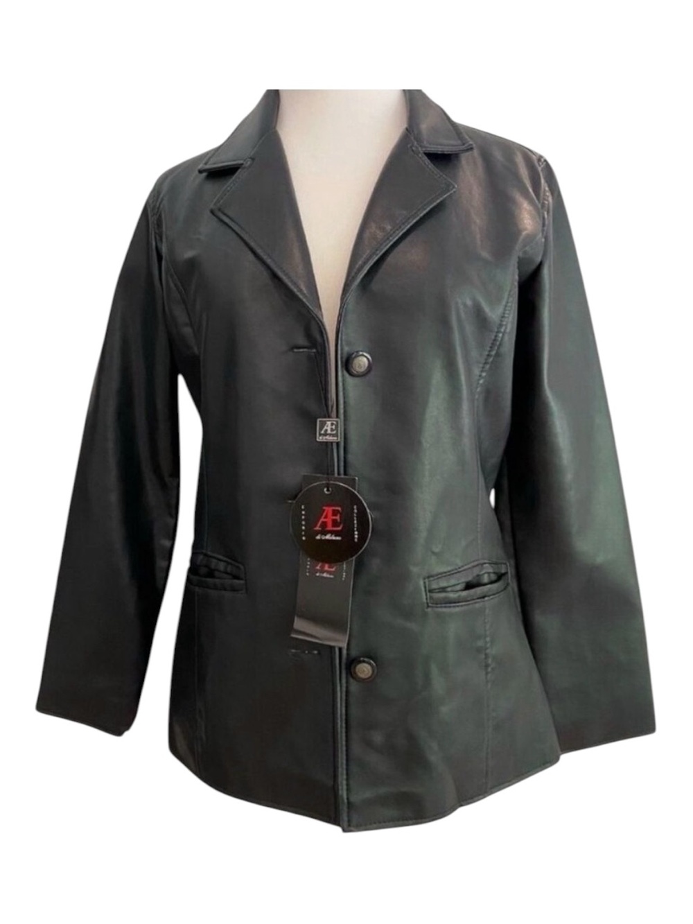 Emporio AE Di Milano Womens Faux Leather/Vegan Jacket blazer Black Size Small